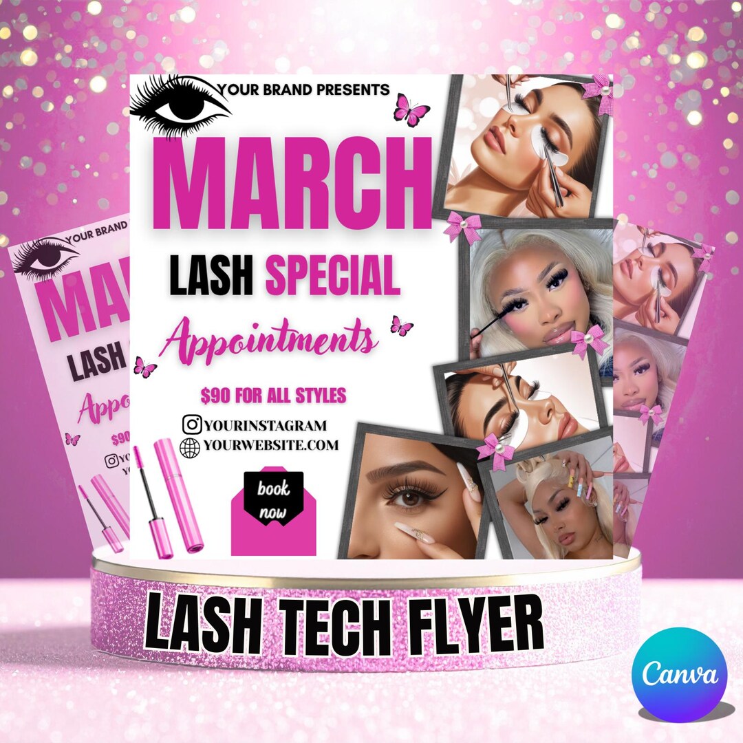 Lash Tech Flyer Canva Template | Lash Booking Flyer | Easter Lash Sale ...