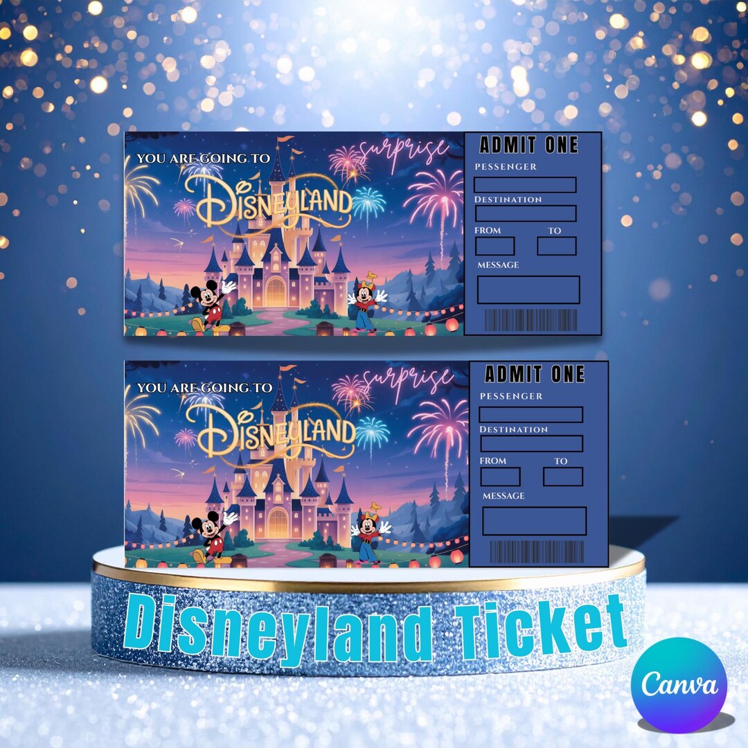 Editable Disneyland Ticket, Surprise Reveal Editable Ticket, Theme Park