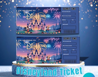 Editable Disneyland Ticket, Surprise Reveal Editable Ticket, Theme Park Ticket, Boarding Pass Printable, Editable Template, Instant Download