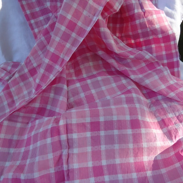 Shades of Pink Plaid Fabric Dress Length
