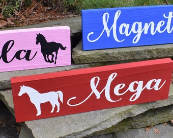 Horse Name Stable Signage | Personalized Wooden Stall Sign | Gift for Horse Lover