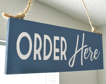 Order Here Sign | Restaurant Cafe Coffee Shop Signs | Overhead Double Sided | Business Sign
