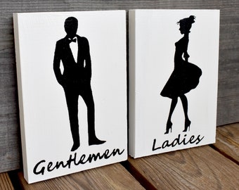 Restroom Ladies and Gentlemen Signs | Business Bathroom Signage | Reclaimed Wood