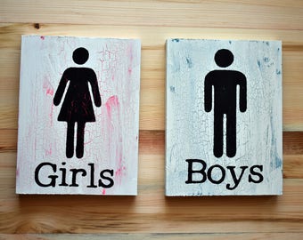 女子・男子トイレ標識 | トイレ施設標識 | 男性・女性 | 再生木材