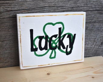 Lyckoskylt i trä | Irländsk shamrockdekoration