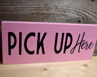 Pick Up Here Sign | Double Sided Food Service Signage for Restaurant Cafe Coffee Shop