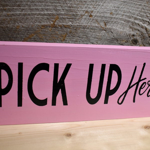 Pick Up Here Sign | Double Sided Food Service Signage for Restaurant Cafe Coffee Shop
