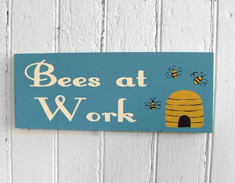 Bees at Work Wooden Beekeeper Sign with Honeybees image 1