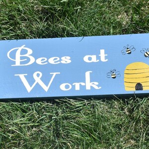 Bees at Work Wooden Beekeeper Sign with Honeybees image 2