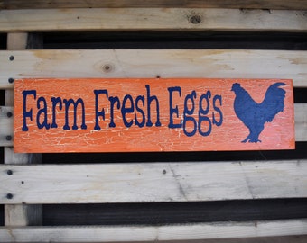 Coop Sign | Farm Fresh Eggs Orange Sign with Crackle Effect