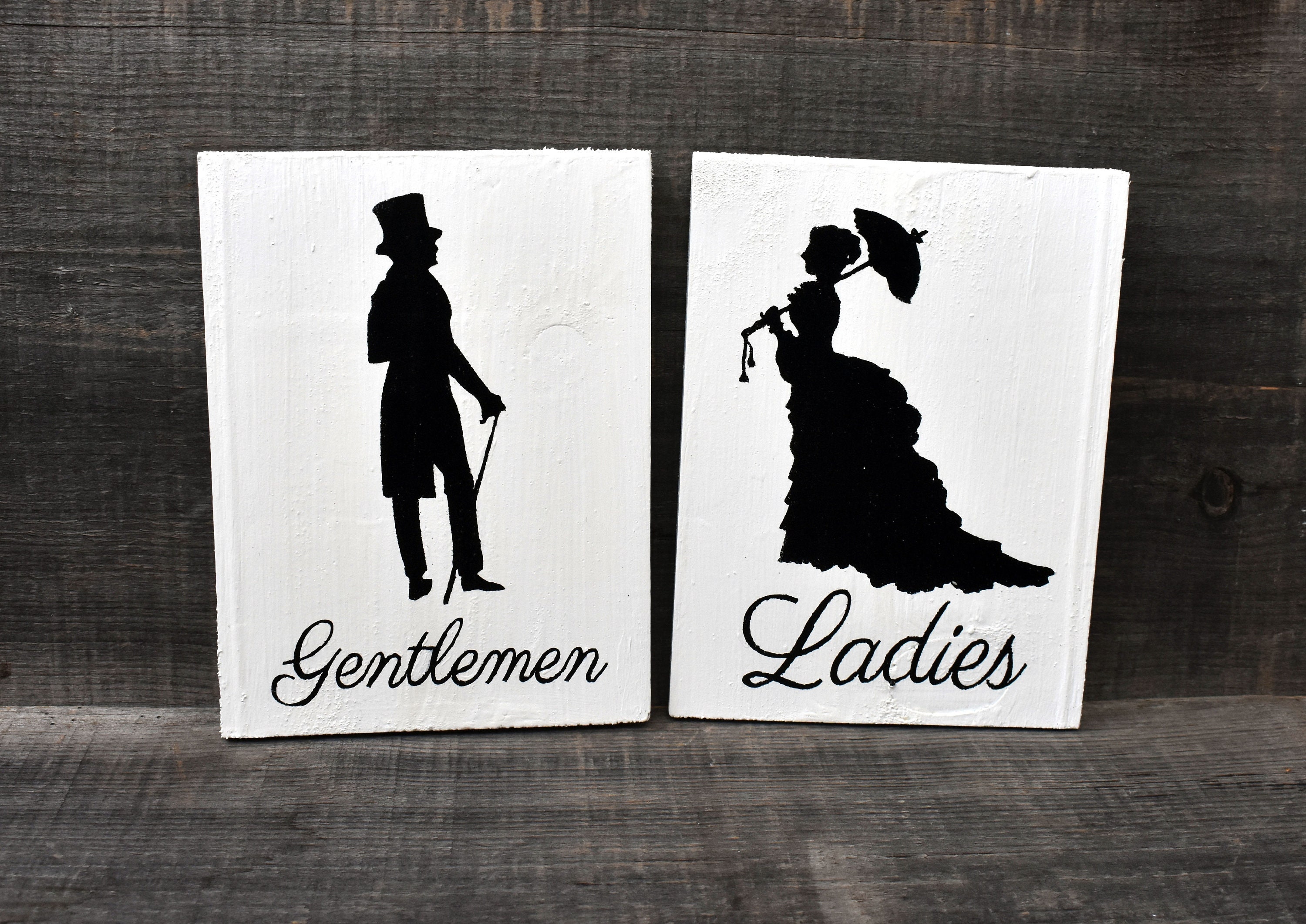 Victorian Ladies and Gentlemen Restroom Signs Unique Etsy