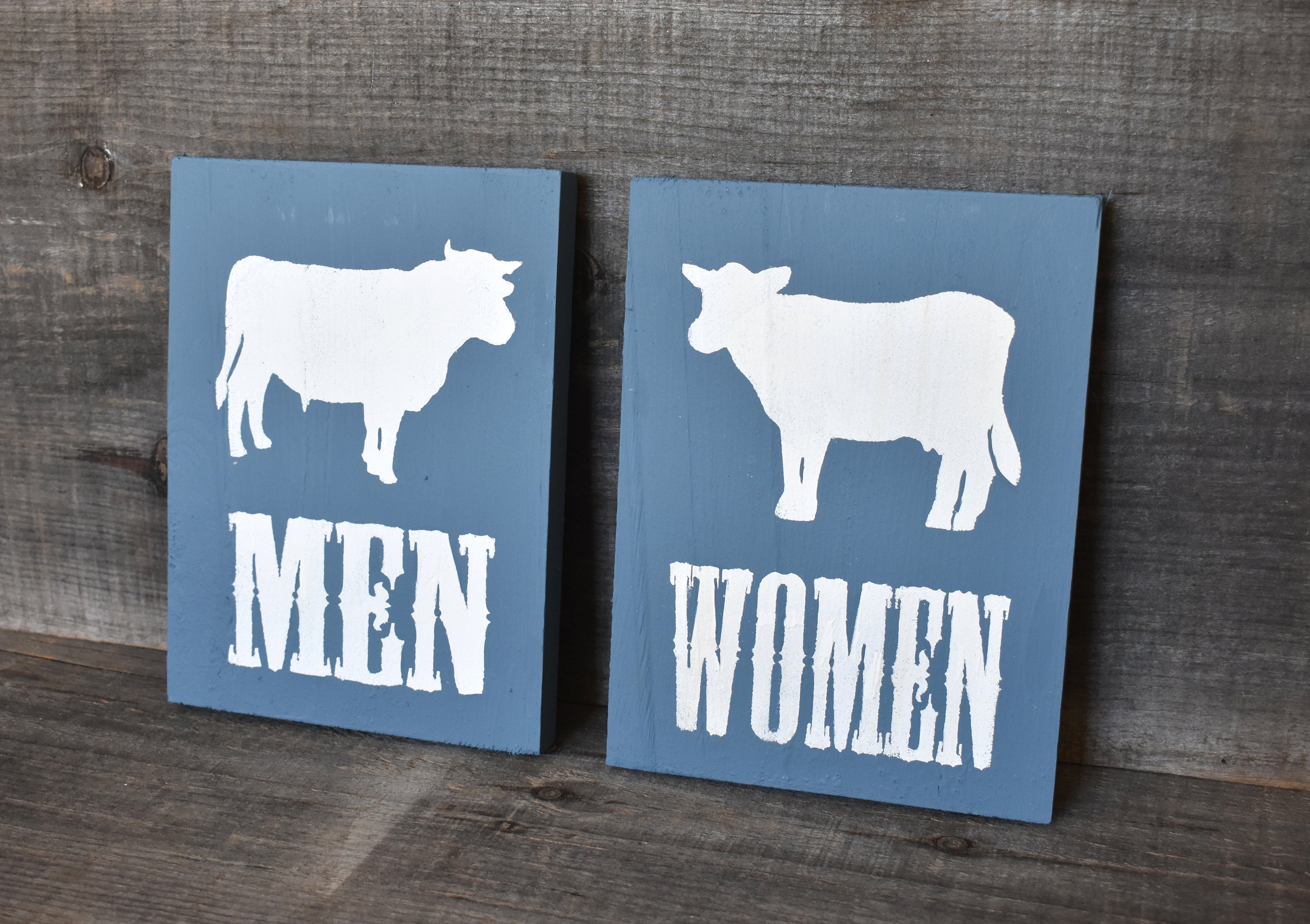 Bull & Cow Restroom Signs | Men's Room Women's Room | Western Bathroom ...