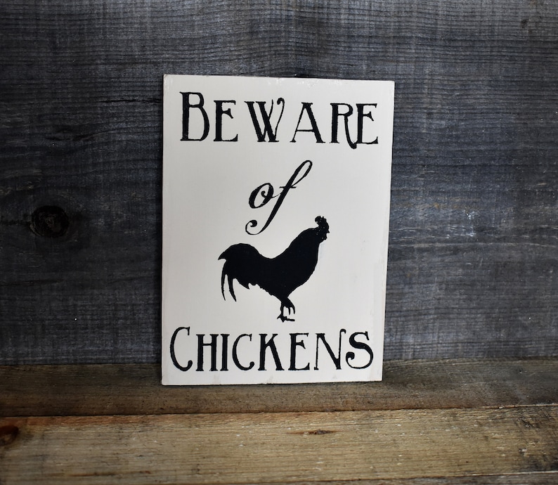 Beware of Chickens Sign Funny Wooden Coop Decor Gift for Chicken Lover image 1