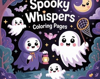 Cozy Ghost Coloring Pages: Spooky Animal Illustrations (PDF)