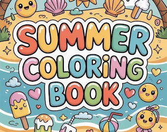 Summer Coloring Book, Beach Theme, 60+ Pages (Printable PDF)