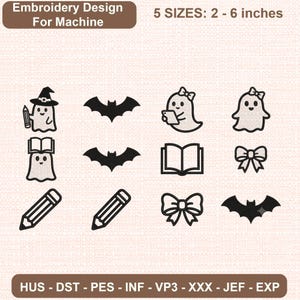 Gothic Ghost Machine Embroidery Design, Spooky Halloween Pencil Pattern, Dark Academia Clipart