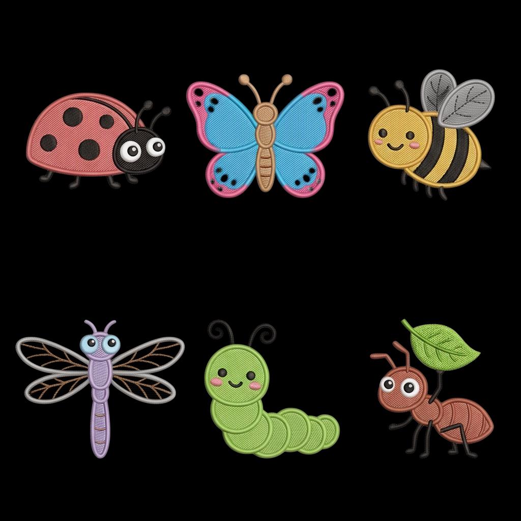 6 Insect Embroidery Design Bundle Cute Bug Icon Set Ladybug Butterfly ...