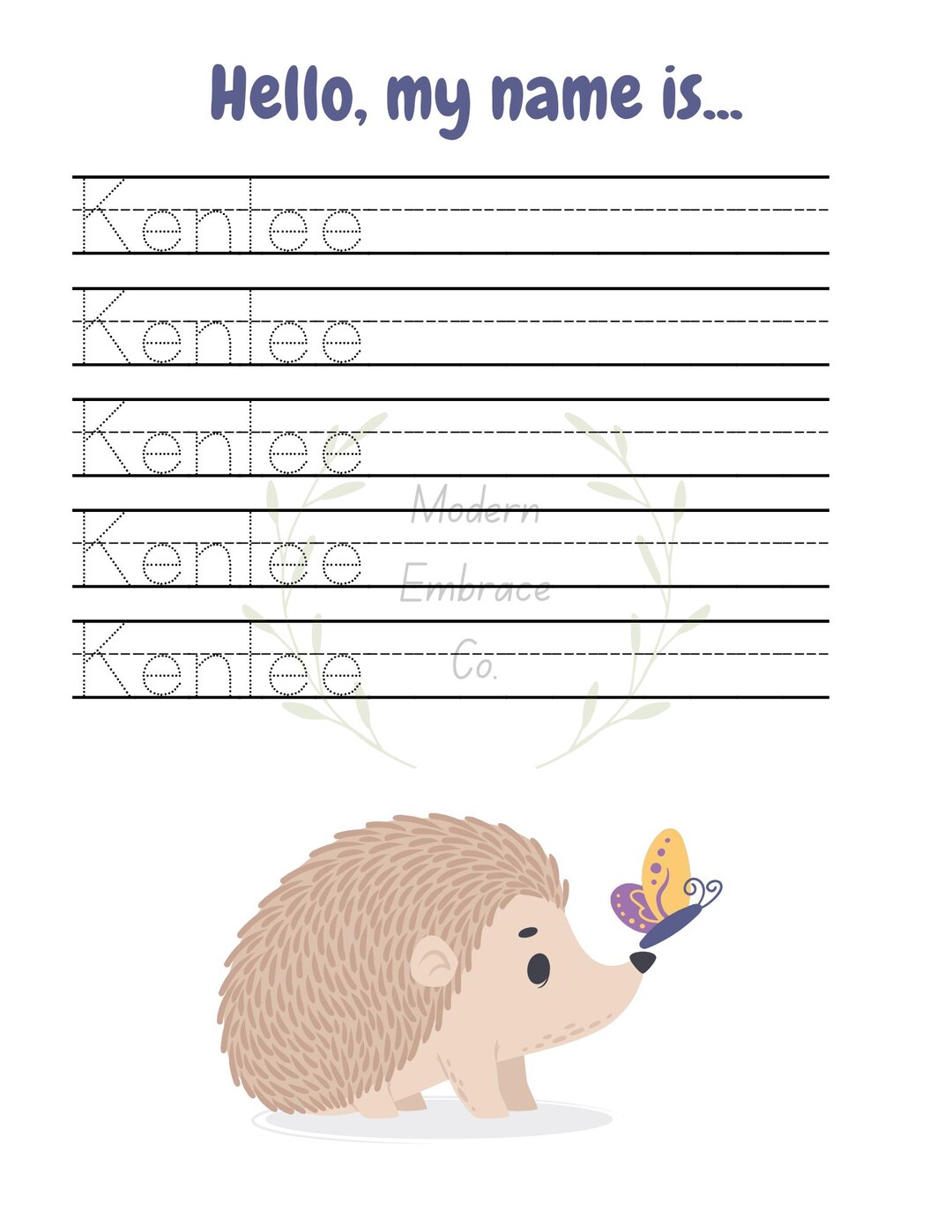 Personalized Name Writing Practice Sheet - Etsy