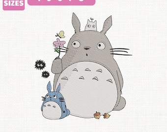 My Neighbor Totoro Machine Embroidery File, Magical Forest Design (Instant Download)