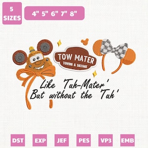 Like Tuh-Mater Car Machine Embroidery File, Disney Cars Tow Mater Design (Instant Download)