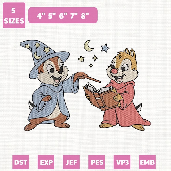 Disney Chip And Dale Sorcerer Machine Embroidery File, Family Trip Matching Design (Instant Download)
