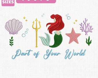 Part Of Your World Little Mermaid Ariel Machine Embroidery File (Instant Download)