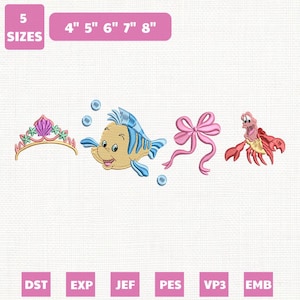 Disney Little Mermaid Ariel Machine Embroidery File, Disney Family Trip (Instant Download)