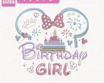 Birthday Girl Disney Schloss Stickdatei, Magic Kingdom Design (Instant Download)