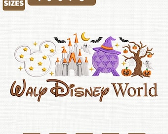 Disney Halloween Castle Machine Embroidery File, Disneyland Spooky Pumpkin Ghost Design (Instant Download)