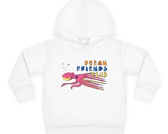 Ocean Friends Club Toddler Hoodie | Colorful Squid Kids Pullover