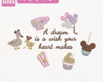 A Dream Is A Wish Your Heart Makes Disneyworld Princess Machine Embroidery File (Instant Download)