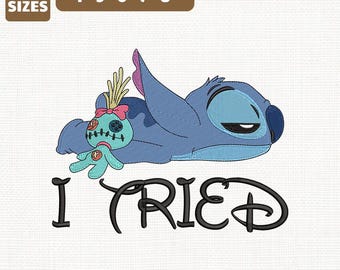 Disney I Tried Stitch Machine Embroidery File, Mental Health Design (Instant Download)