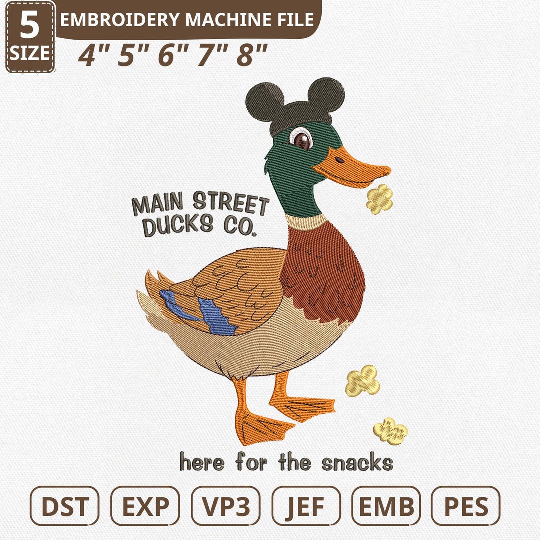 Main Street Ducks Co Magic Kingdom Machine Embroidery File, Disney ...