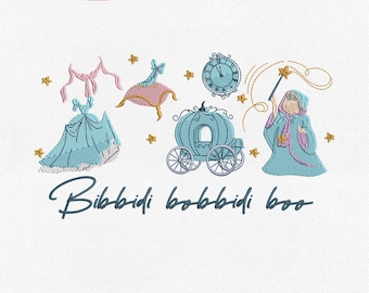 Fichier de broderie Machine Bibbidi Bobbidi Boo, Disney Cendrillon Princess (téléchargement instantané)