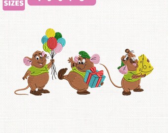 Disney Gus Gus Mouse Machine Embroidery File, Princess Cinderella Mouse Design (Instant Download)