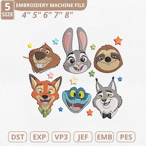 Judy Hopps Nick Gary Yax maskinbroderifil, Disney Zootopia (direkt nedladdning)