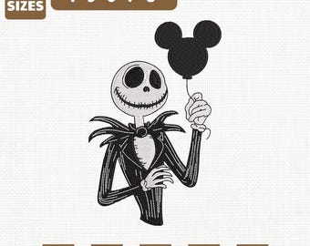 Disney Halloween Jack Skellington Balloon Machine Embroidery File, Nightmare Before Design (Instant Download)