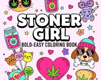 Livre de coloriage fille stoner | Plus de 60 pages faciles (téléchargement numérique)