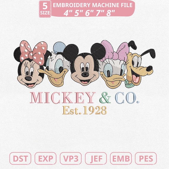 Mickey And Co. Est. 1928 Machine Embroidery File, Disney Mickey And Friends (Instant Download)