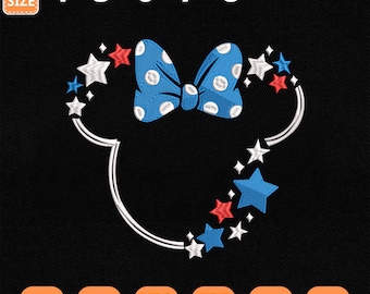 Fichier de broderie Machine Minnie Head 4 juillet, 250e anniversaire de Disney USA (téléchargement instantané)
