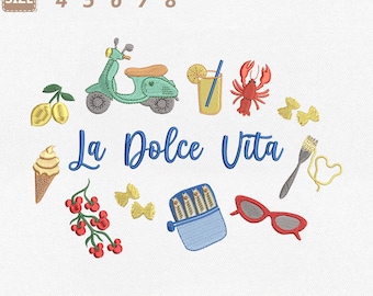 Disney La Dolce Vita Machine Embroidery File, Italian Summer Vacation (Instant Download)