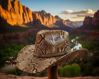 Snake Leather Cowboy Hat Authentic Snakeskin Handmade  display picture 2