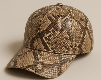 Authentic Snakeskin Leather Baseball Cap - Genuine Python Skin Pattern