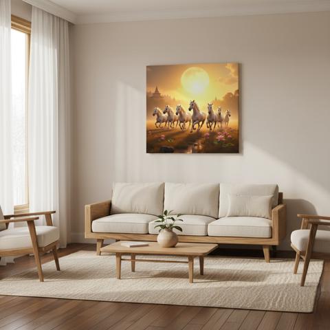Galloping Horses at Sunset Wall Art Vastu Inspired Canvas for Success ...