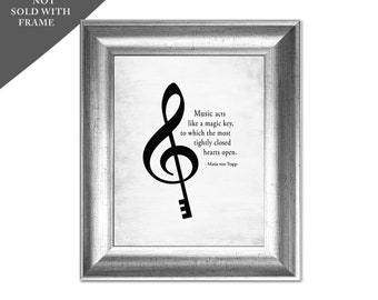 MARIA von TRAPP MUSIC Quote, Musician, Piano, Band, School Teacher, Gift Idea, Music Room Wall Art Print (Unframed)