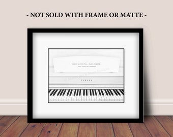 HANS CHRISTIAN ANDERSEN, Music Quote, Piano Teacher, Music Room Studio White Piano Poster Wall Fine Art Print (Unframed)