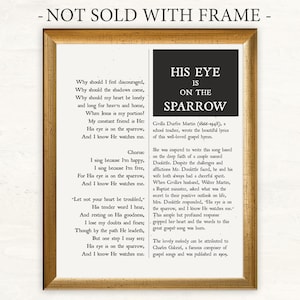 HYMN LYRICS, His Eye is on the Sparrow, Church Musician Gift Idea
