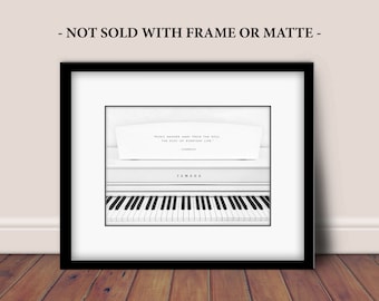 AUERBACH MUSIC QUOTE, Music Band Director, Piano Teacher, Music Room Studio White Piano Photo 11"x 14" Art Print (Unframed)