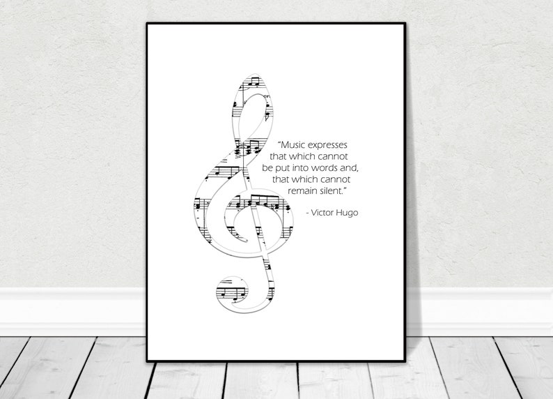 Citation de VICTOR HUGO musique sol signe affiche
