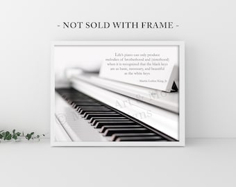 MARTIN LUTHER KING Jr. Music Quote, Piano Music Teacher Gift, White Piano Photo, Music Room 8" x 10" and 11" x 14" Art Print (Unframed)